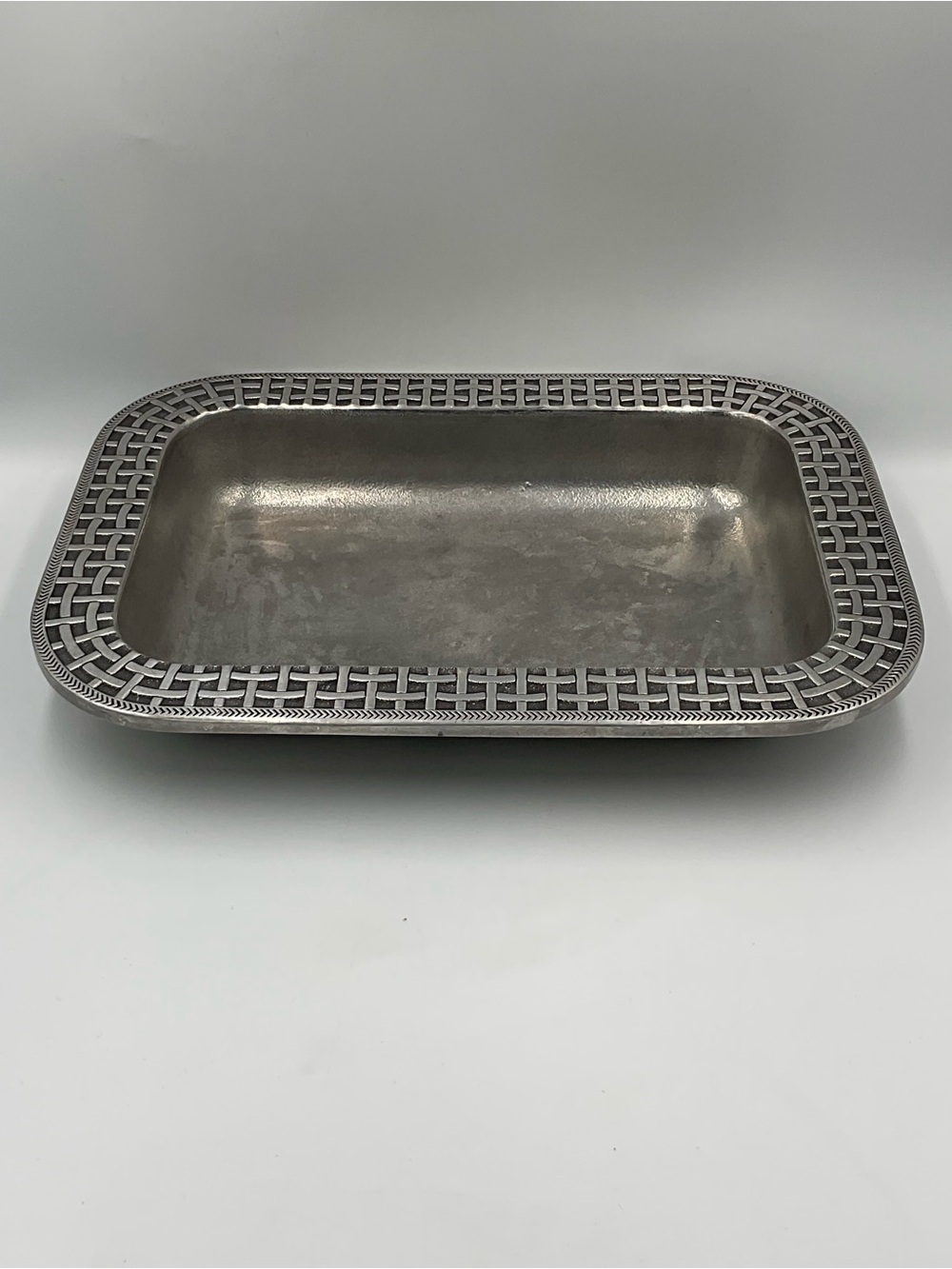Vintage Wilton Armetale Basket Weave Rectangular Baker Tray